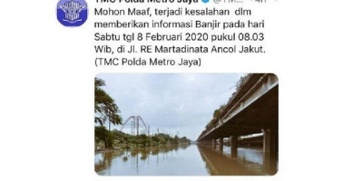 Akui Admin Twitter Salah Posting Soal Banjir, Polda Metro Jaya Minta Maaf