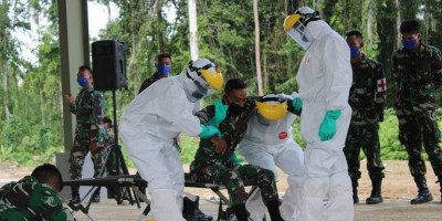 Prajurit Marinir di Sorong Gelar Latihan Penanggulangan Dampak Covid-19