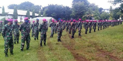 Semangat Tinggi Marinir Latihan Penanggulangan Dampak Covid-19