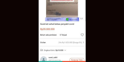 Geger di Shopee, Ada Jasa Pembuat Surat Bebas Covid-19