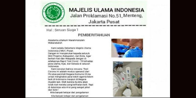 Seruan Lawan Rapid Test Hoaks, MUI: Narasinya Mengadu Domba