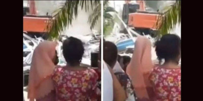 Hancurkan Rumah Istri Muda dengan Eskavator, Ini Baru Melabrak
