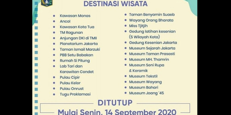 Catat, Gubernur Anies Tutup 27 Destinasi Wisata di Jakarta