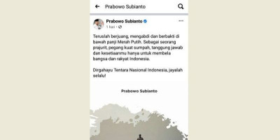 UU Cipta Kerja Disahkan, Unggahan Facebook Prabowo Subianto Dipenuhi Foto Gatot Nurmantyo