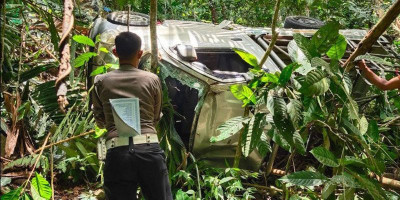 Mobil Pick Up Masuk Jurang, Penumpang Tewas Sopir Luka 