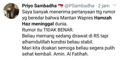 Kabar Hamzah Haz Meninggal Dipastikan Hoaks