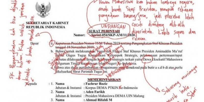 Kacau Berantakan, Surat Stafsus Aminuddin Ma'ruf Dikoreksi Publik  