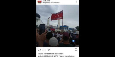 HUT ke-44 GAM, Bendera Bulan Bintang Berkibar di Masjid Aceh Dikawal TNI