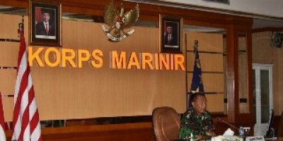 Dankormar Terima Paparan Satuan Pertahanan Pantai Korps Marinir TNI AL