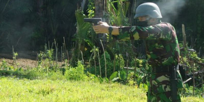 Prajurit Yonmarhanlan IX (Salawaku Warriors) Laksanakan Latihan Menembak Di Karang-Karang Telaga Kodok