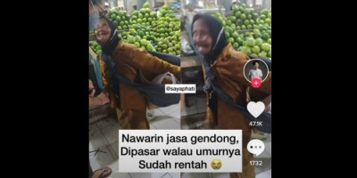 Viral Nenek Tua Renta Tawarkan Jasa Gendong Barang di Pasar, Netizen Tak Tega
