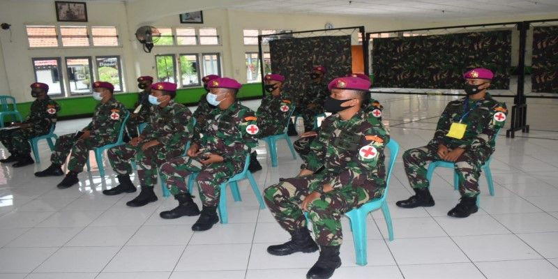 Turut Dukung Program Vaksinasi Pemerintah, Prajurit Yonkes 2 Mar Pasmar 2 Ikuti Pelatihan Tenaga Vaksinator Secara Virtual