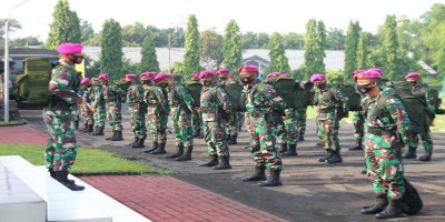 Resimen Kavaleri 2 Marinir Pasmar 2 Terjunkan Satgas Prokes Covid-19 di Wilayah Jawa Timur