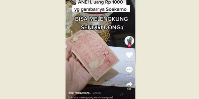 Heboh, Uang Rp 1.000 Bergambar Soekarno Ini Bisa Melengkung Sendiri