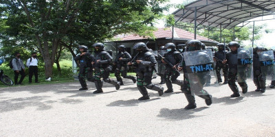 Prajurit Komodo Petarung Yonmarhanlan VII selesai mengikuti Latihan PHH Lantamal VII