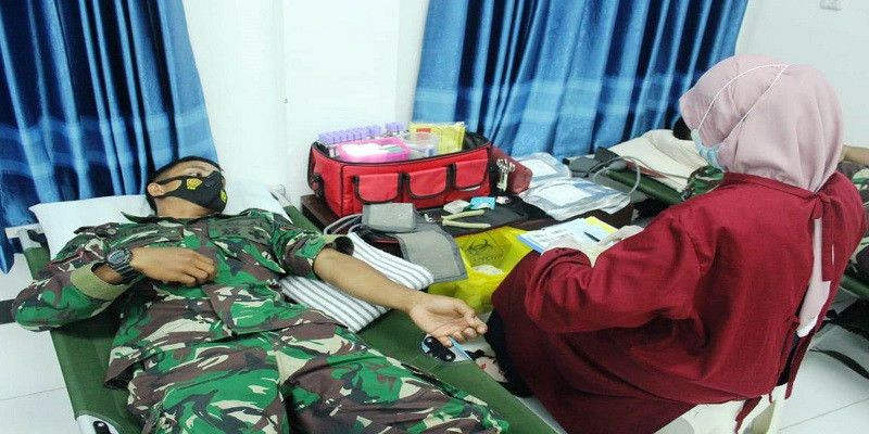 Jelang HUT Ke-20 Pasmar 2,  Prajurit Yonmarhanlan XIII Laksanakan Donor Darah