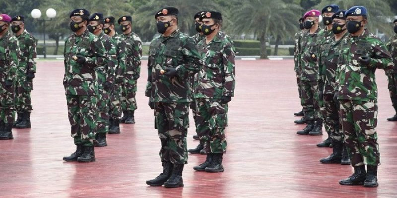 Panglima Terima Laporan Kenaikan Pangkat 57 Perwira Tinggi TNI dari 3 Matra