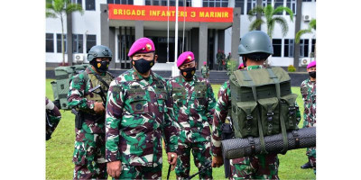 Komandan Pasmar 3 Pimpin Apel Gelar Kesiapan Satgas Mupe dan Pam Puter XXV 
