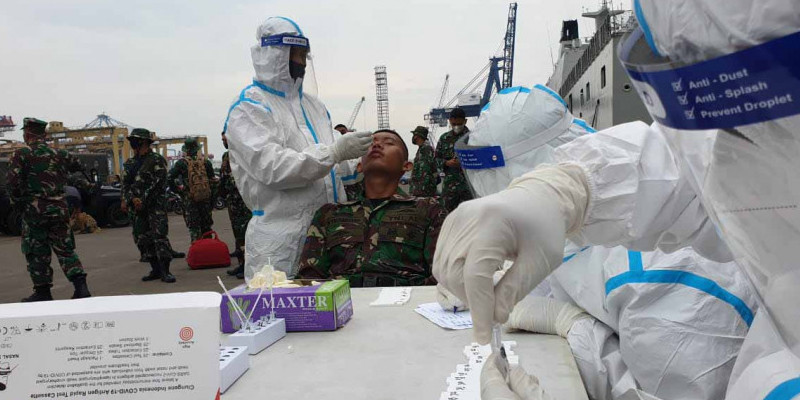 Jelang Latihan Armada Jaya, Tim Aju Korps Marinir Swab Test Antigen