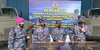 Kasal Resmikan Menara Tinjau dan Sasaran BTK Puslatpur TNI AL Dabosingkep