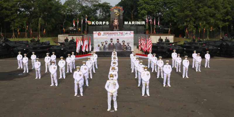 Secara Vicon Dankormar Mengikuti Upacara HUT TNI Ke 76