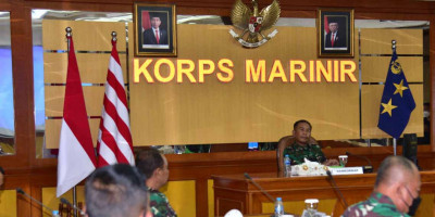 Melalui Vicon, Dankormar Ikuti Exit Briefing Panglima TNI