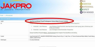 Perbaiki Hal Teknis, Lelang Tender Sirkuit Formula E Diproses Ulang, Diklaim Tak Ganggu Jadwal