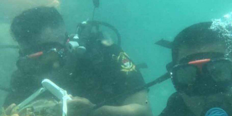 Komandan Yonmarhanlan III pimpin penyelaman Terumbu karang di Pulau Pramuka Kepulauan Seribu 