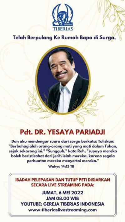 Pendeta Yesaya Pariadji Meninggal Dunia