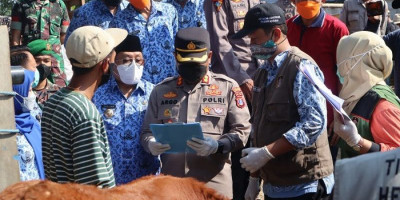 Antisipasi Virus PMK, Polres Blitar Kota Bersama Wali Kota Pantau Pasar Hewan