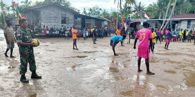 Satgas TMMD Ke-114 Kodim 1710/Mimika Gelar Perlombaan Voli
