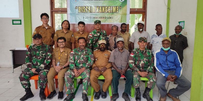 Bersinergi, Satgas Pamtas Yonif Raider 142/KJ Rakor Bersama Puskesmas Kanggime Bahas Kesehatan Lingkungan