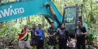 Tambang Ilegal di Sungai Tabong Ditertibkan, Tim Gabungan  Amankan 1 Unit Exsavator