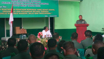 Kodim 1708/BN Gelar RAT Tutup Buku Tahun 2022 Primer Koperasi Kartika Biak Numfor