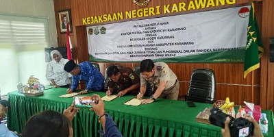 Percepatan Sertipikasi dan Pengamanan Tanah Wakaf, Kepala ATR/BPN Karawang Tanda Tangani MoU dengan Kajari dan Kepala Kemenag