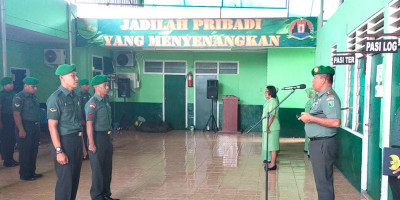 Dandim 1708/BN Pimpin Pelepasan Pindah Satuan dan Penerimaan Anggota Baru