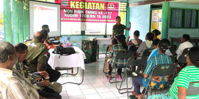 Kegiatan Non Fisik, Pasiter Kodim 1708/BN Berikan Penyuluhan Bela Negara dan Wasbang