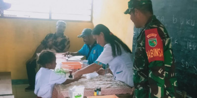 Tes Gologan Darah Murid SD YPK Dihadiri Babinsa Numfor 