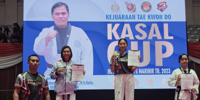 Tinta Emas Kembali Ditorehkan Prajurit Lantamal IX Pada Kejuaraan Taekwondo Kasal CUP 2023 di Jakarta