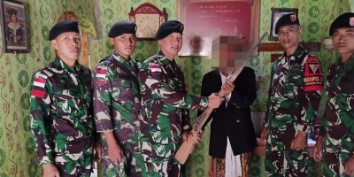 Kembali Berhasil, Satgas Pamtas Yonkav 6/Naga Karimata Mendapatkan Pucuk Senjata