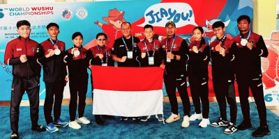 Membanggakan! Pelatih Wushu TNI AL Antarkan Atlet Indonesia Juara Pada World Wushu Championship Texas 