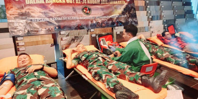 Peringati HUT ke-74 Kodam Jaya, Korem 052/Wkr Gelar Donor Darah 