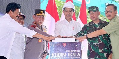 Panglima TNI Dampingi Presiden RI Groundbreaking Kodim IKN