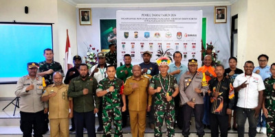 Bersama Danrem 173/PVB, Dandim 1708/BN Gelar Deklarasi Pemilu Damai di Kabupaten Supiori