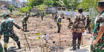 TNI, Polri, Pemda dan Masyarakat di Lamongan Tanam Mangrove
