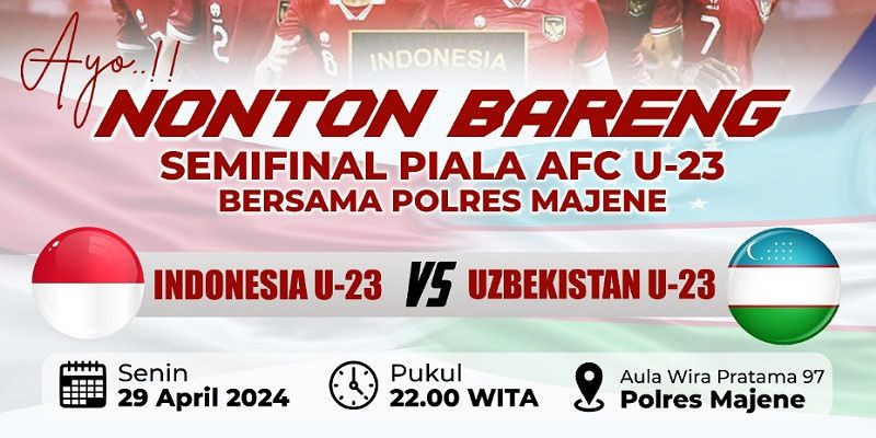 Dukung Timnas, Polres Majene Gelar Nonton Bareng Pertandingan Indonesia - Uzbekistan
