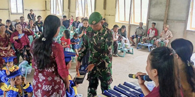 Pos Semareh Satgas Yonzipur 5/ABW Hadiri Perpisahan Siswa/i TK Be One