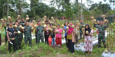 Dandim 1710/Mimika Pimpin Panen Tanaman Melon Di Lahan Kodim