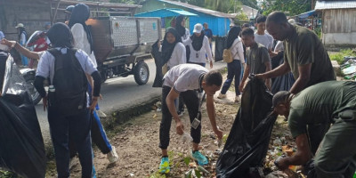 Sehat dan Peduli Lingkungan, Kodim 1708/BN Bersama SMA/SMK Gelar Jalan Santai dan Aksi Bersih-Bersih