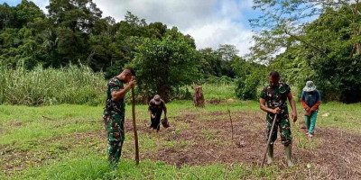 Satgas Yonzipur 5/ABW Bersama Petani, Wujudkan Ketahanan Pangan Produktif